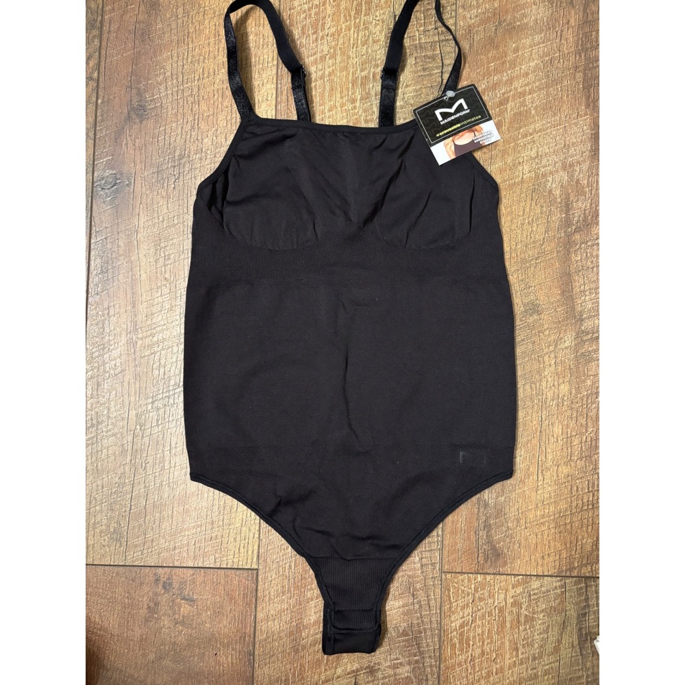 NWT Maidenform Small thong Shapewear Bodysuit Womens Black SES904
